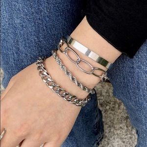 4PC 18K GOLD CHAIN LINK BANGLE/BRACELET SET
